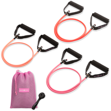 Tube Band Set-Peach Bands Fitness Long Resistance Bands with Handles with Door Anchor Pink